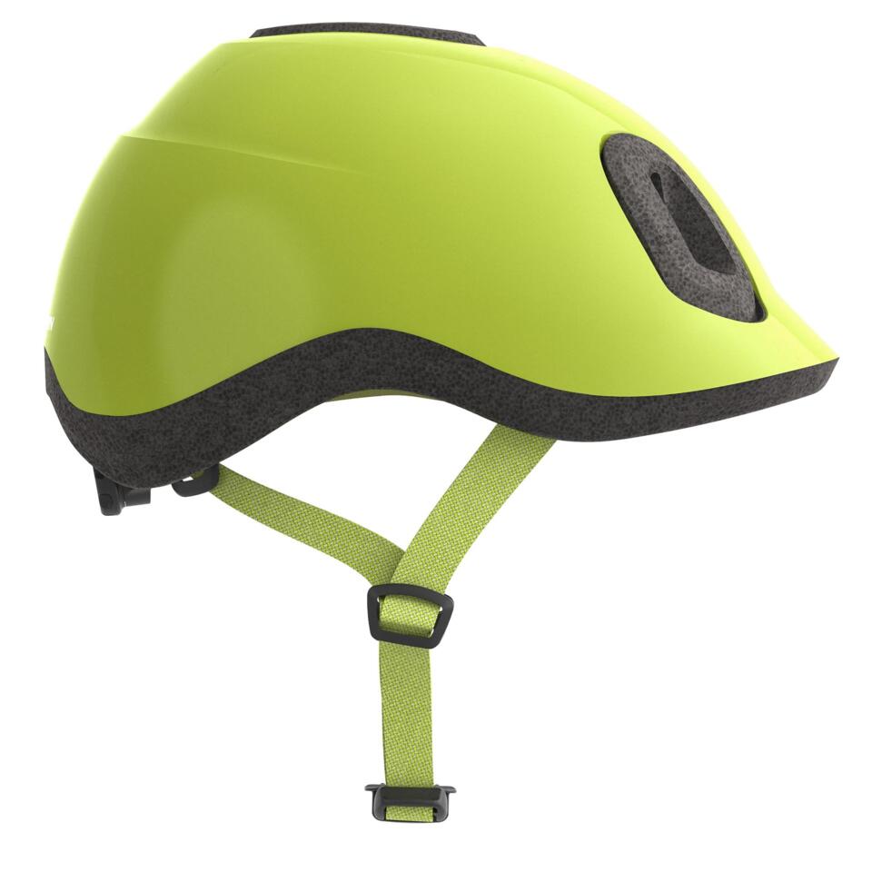 Best helmets for babies and toddlers: side view of the B'twin Baby Cycling Helmet 500 in yellow