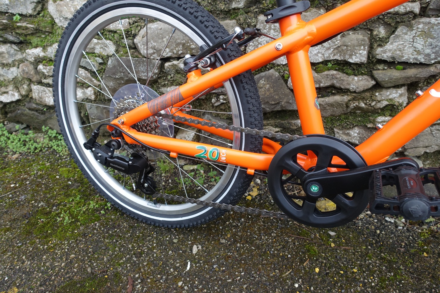 Orange YOMO 20 bik drivetrain rear wheel