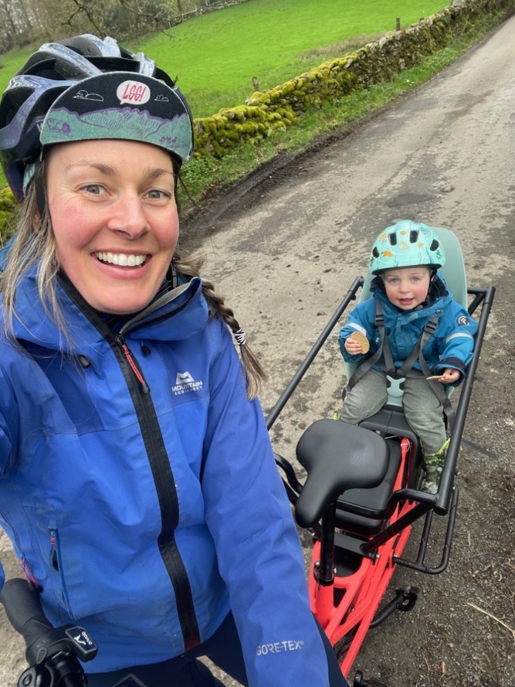 photo of mum and son on a cargo bike ride