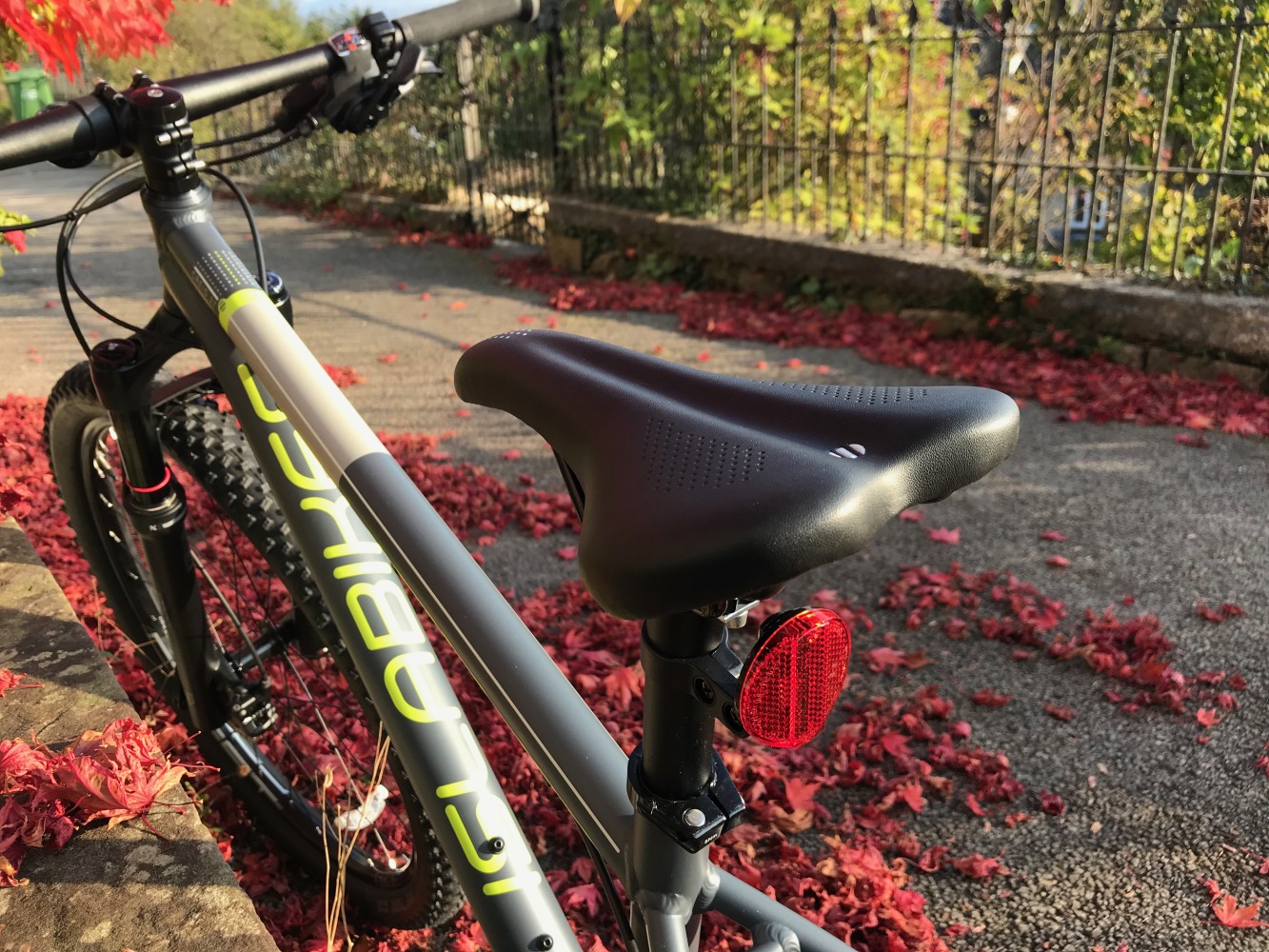 kids bike saddles: photo focused on the saddle of an islabike MTB