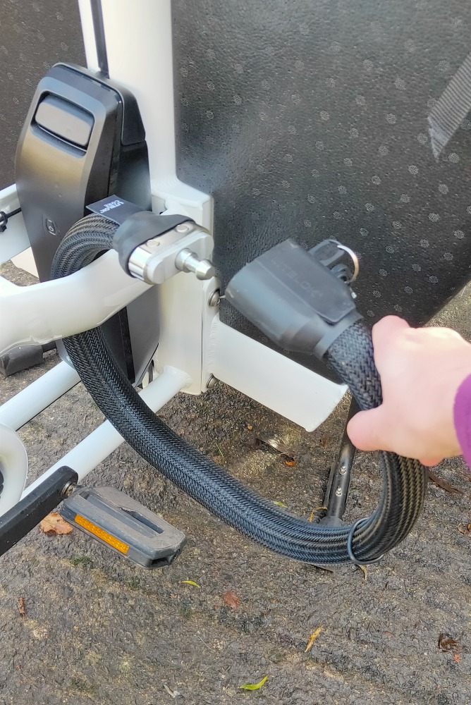 Litelok Core Plus bike lock shown opened with hand